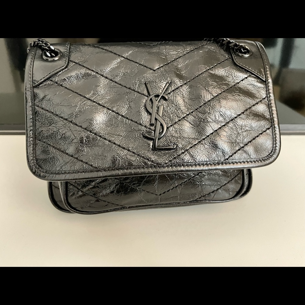 Saint Laurent Crinkled Calfskin Matelasse Monogram Baby Niki